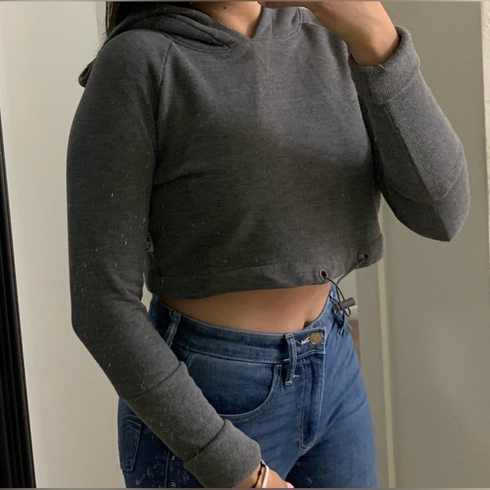Grey cropped hoodie from gymshark